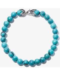 David Yurman Sterling Silver Spiritual Beads Turquoise Bracelet - Blue