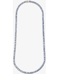 Hatton Labs 18k White Gold Sapphire Diamond Tennis Necklace - Men's - 18kt White Gold/rhodium/white Diamond/sapphire - Metallic