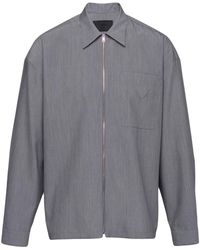 Prada - Zip Up Wool Shirt - Men's - Mohair/wool - Lyst