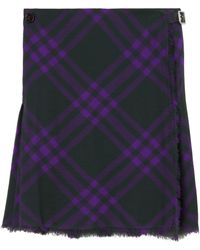 Burberry - Black Check-jacquard Kilt Skirt - Women's - Silk/viscose - Lyst