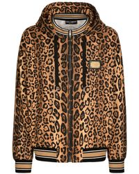 Dolce & Gabbana - Leopard-print Cotton Hoodie - Lyst