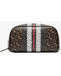 Burberry Brown Monogram Print Leather Makeup Bag - Black
