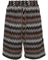 Song For The Mute - Black Chevron-knit Elasticated-waist Shorts - Lyst