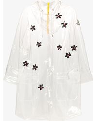 Moncler Genius 4 Moncler Simone Rocha Floral Appliqué Raincoat - Women's - Polyurethane - White