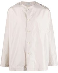 Lemaire - Neutral Collarless Silk Shirt - Lyst