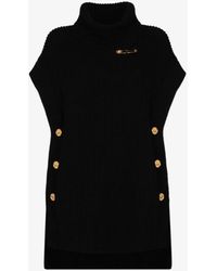 Versace Safety Pin Sleeveless Wool Jumper - Black