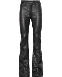 FRAME - Black Slim Stacked Leather Flared Jeans - Lyst
