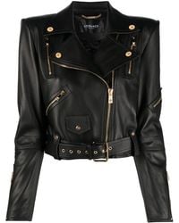 Versace - Zip-up Leather Biker Jacket - Women's - Lamb Skin/cupro/polyester - Lyst
