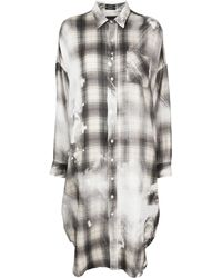 R13 - Grey Bleached-effect Cotton Shirt Dress - Lyst