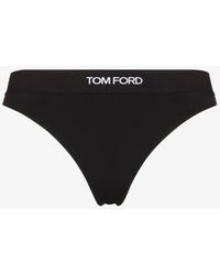 Tom Ford Cotton Logo Thong in White (Black) | Lyst