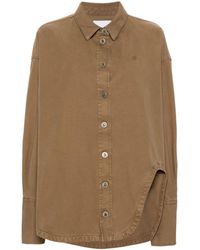 The Attico - Green High-low Cotton Shirt Jacket - Women's - Cotton - Lyst
