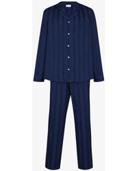 Schiesser Alfred Stripe Cotton Pyjamas - - Cotton - Blue