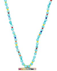 Luis Morais - 14k Yellow Id Bar Sapphire Beaded Necklace - Lyst