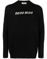 Miu Miu - Logo-intarsia Sweater - Unisex - Cashmere/virgin Wool - Lyst