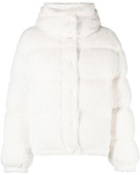 Moncler Loire Hooded Corduroy Velvet Jacket in White | Lyst