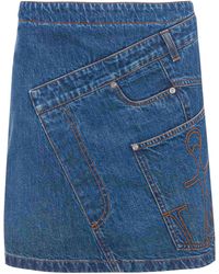 JW Anderson - Twisted Mini Denim Skirt - Women's - Cotton - Lyst