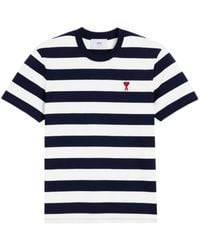 Ami Paris - Ami De Coeur Striped T-shirt - Unisex - Organic Cotton - Lyst