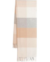 Johnstons of Elgin - Neutral Cashmere Checked Scarf - Lyst