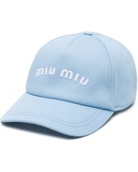 Miu Miu - Logo-embroidered Cotton Baseball Cap - Lyst