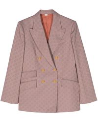 Gucci - Pink gg Cotton Canvas Double-breasted Blazer - Women's - Viscose/cotton/polyester - Lyst