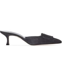 Manolo Blahnik - Suede Kitten Heel Mules - Women's - Suede/calf Leather - Lyst