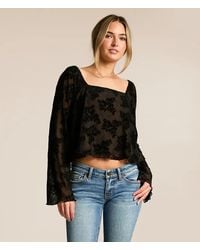 Willow & Root - Flocked Floral Mesh Cropped Top - Lyst