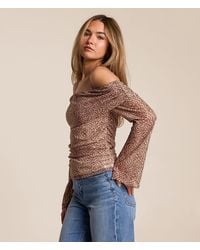Willow & Root - Cheetah Off The Shoulder Top - Lyst