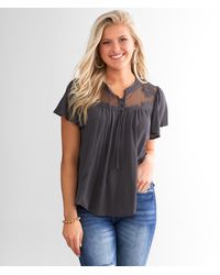 Daytrip - Embroidered Mesh Top - Lyst