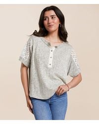 Daytrip - Pieced Lace Henley - Lyst