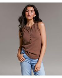 BKE - Contrast Stitch Henley Tank Top - Lyst