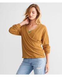 BKE - Surplice Raw Edge Top - Lyst