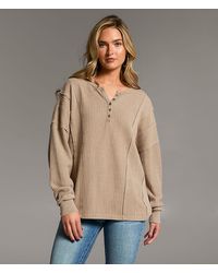 BKE - Waffle Knit Henley - Lyst