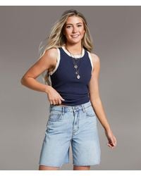 BKE - Ribbed Raw Edge Tank Top - Lyst