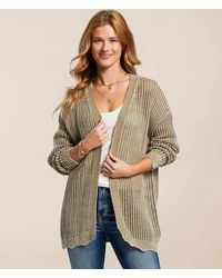 BKE - Washed Pointelle Cardigan Sweater - Lyst