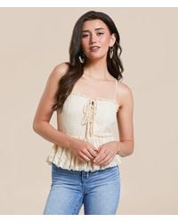 Willow & Root - Lace Peplum Bubble Cropped Tank Top - Lyst