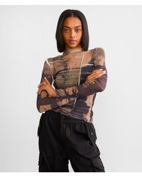Gilded Intent - Exposed Seam Sheer Mesh Top - Lyst