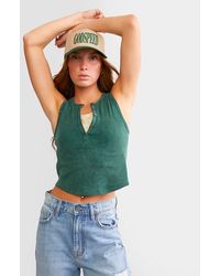 FITZ + EDDI - Fitted Henley Tank Top - Lyst