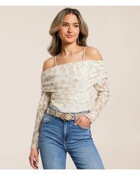 Willow & Root - Flocked Floral Ruched Top - Lyst