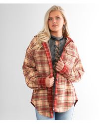 Gilded Intent - Mixed Flannel Hooded Shacket - Lyst