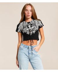 Affliction - Crossed Over Cropped T-Shirt - Lyst