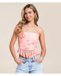 Willow & Root - Floral Mesh Ruffle Tank Top - Lyst