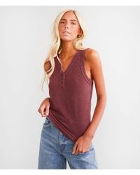 BKE - Ribbed Knit Henley Tank Top - Lyst