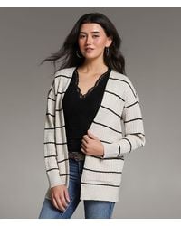 BKE - Cable Striped Cardigan Sweater - Lyst