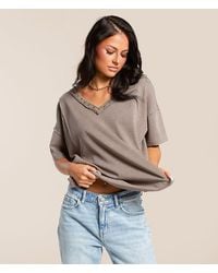 Gilded Intent - Pieced Waffle Knit Washed Top - Lyst