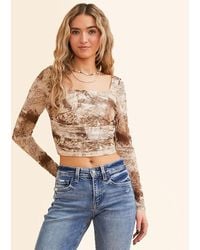 Willow & Root - Back Lace-Up Mesh Cropped Top - Lyst