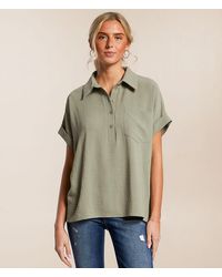 Daytrip - Collared Henley Blouse - Lyst