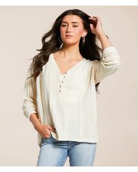 BKE - Raw Edge Pieced Henley - Lyst