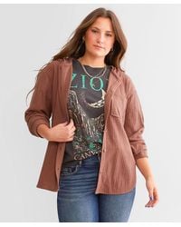 BKE - Ribbed Knit Hooded Shirt - Lyst