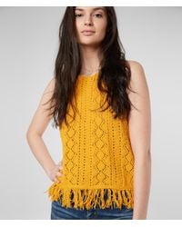 Miss Me Crochet Tank Top - Yellow