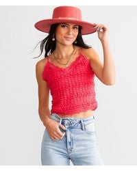 Willow & Root - Ruffle Eyelash Lace Cropped Tank Top - Lyst